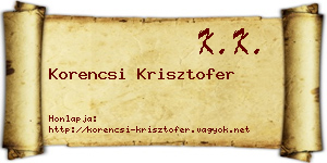 Korencsi Krisztofer névjegykártya